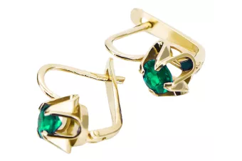 Oro amarillo de 14 quilates Esmeralda Pendientes Estilo vintage vec018y